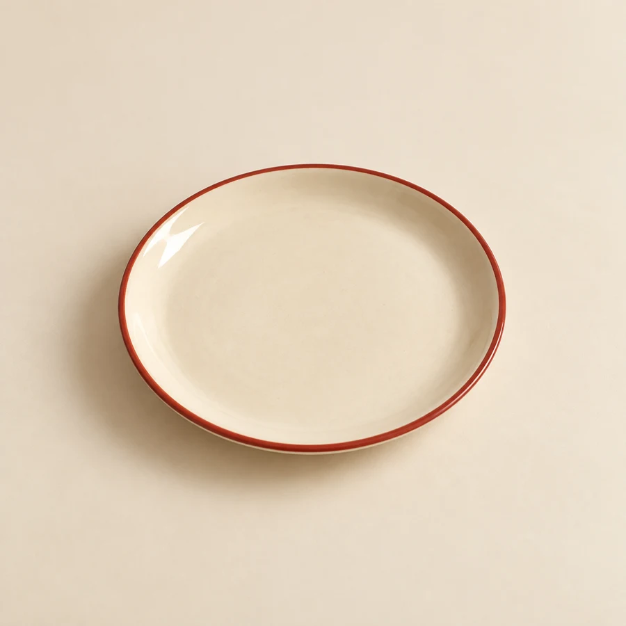 Bistro Rim Side Plate — Cream / Red rim